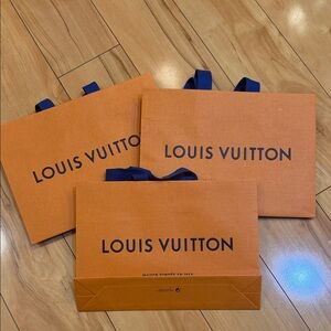 Louis Vuitton Orange Gift Bags with Blue Ribbon Handles